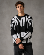 Men's Abstract Knit Sweater - Relaxed Streetwear Fit