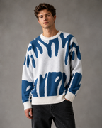 Men's Abstract Knit Sweater - Relaxed Streetwear Fit