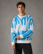 Men's Abstract Knit Sweater - Relaxed Streetwear Fit