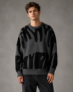 Men's Abstract Knit Sweater - Relaxed Streetwear Fit
