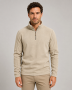 Men's Brushed Fleece Quarter-Zip Pullover - Stand Collar Regular Fit