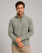 Men's Brushed Fleece Quarter-Zip Pullover - Stand Collar Regular Fit