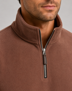 Men's Brushed Fleece Quarter-Zip Pullover - Stand Collar Regular Fit