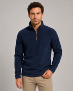 Men's Brushed Fleece Quarter-Zip Pullover - Stand Collar Regular Fit