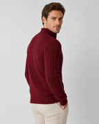 Men's Cable Knit Quarter-Zip Mock Neck Sweater