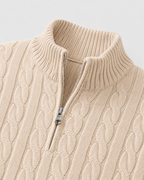 Men's Cable Knit Quarter-Zip Mock Neck Sweater