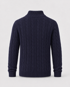 Men's Cable Knit Quarter-Zip Mock Neck Sweater