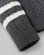 Men's Cable Knit Quarter-Zip Sweater - Stripe Panel