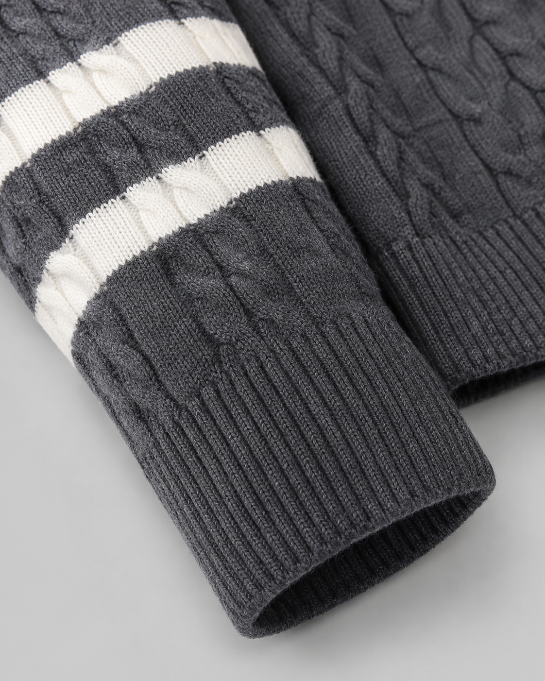 Men's Cable Knit Quarter-Zip Sweater - Stripe Panel