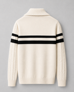 Men's Cable Knit Quarter-Zip Sweater - Stripe Panel