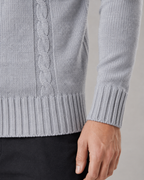 Men's Cable Knit Turtleneck Sweater - Ribbed Neck Slim Fit