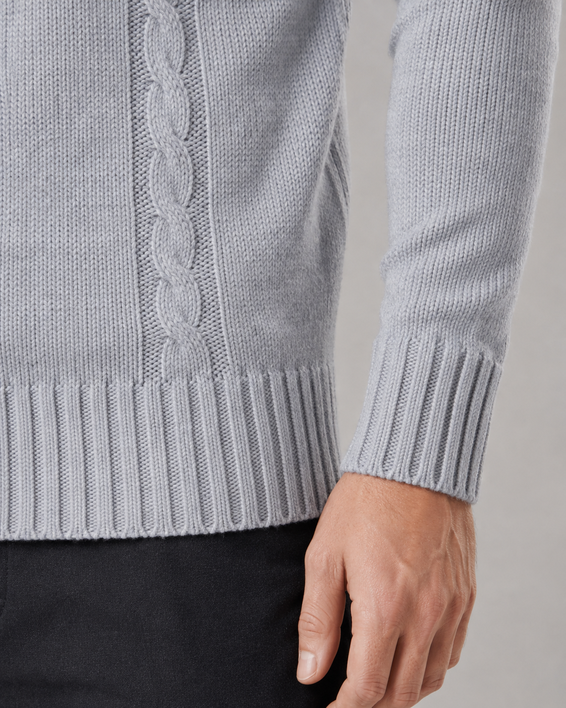 Men's Cable Knit Turtleneck Sweater - Ribbed Neck Slim Fit