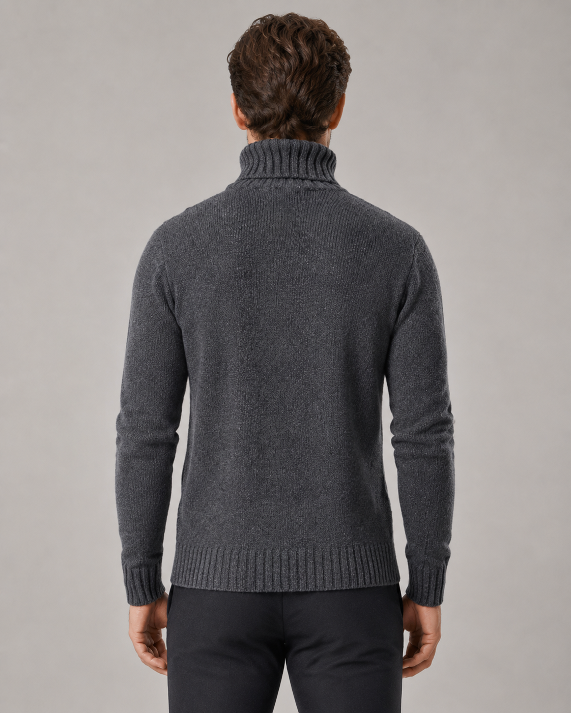 Men's Cable Knit Turtleneck Sweater - Ribbed Neck Slim Fit
