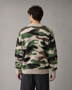 Men's Camo Knit Sweater - Relaxed Fit Crew Neck