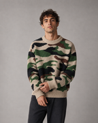 Men's Camo Knit Sweater - Relaxed Fit Crew Neck