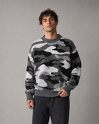 Men's Camo Knit Sweater - Relaxed Fit Crew Neck