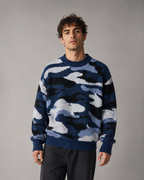 Men's Camo Knit Sweater - Relaxed Fit Crew Neck