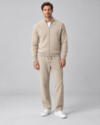 Men's Cardigan & Pants Set - Textured Knit Zip-Up Loungewear