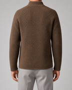 Men's Chunky Knit Cardigan with Stand Collar