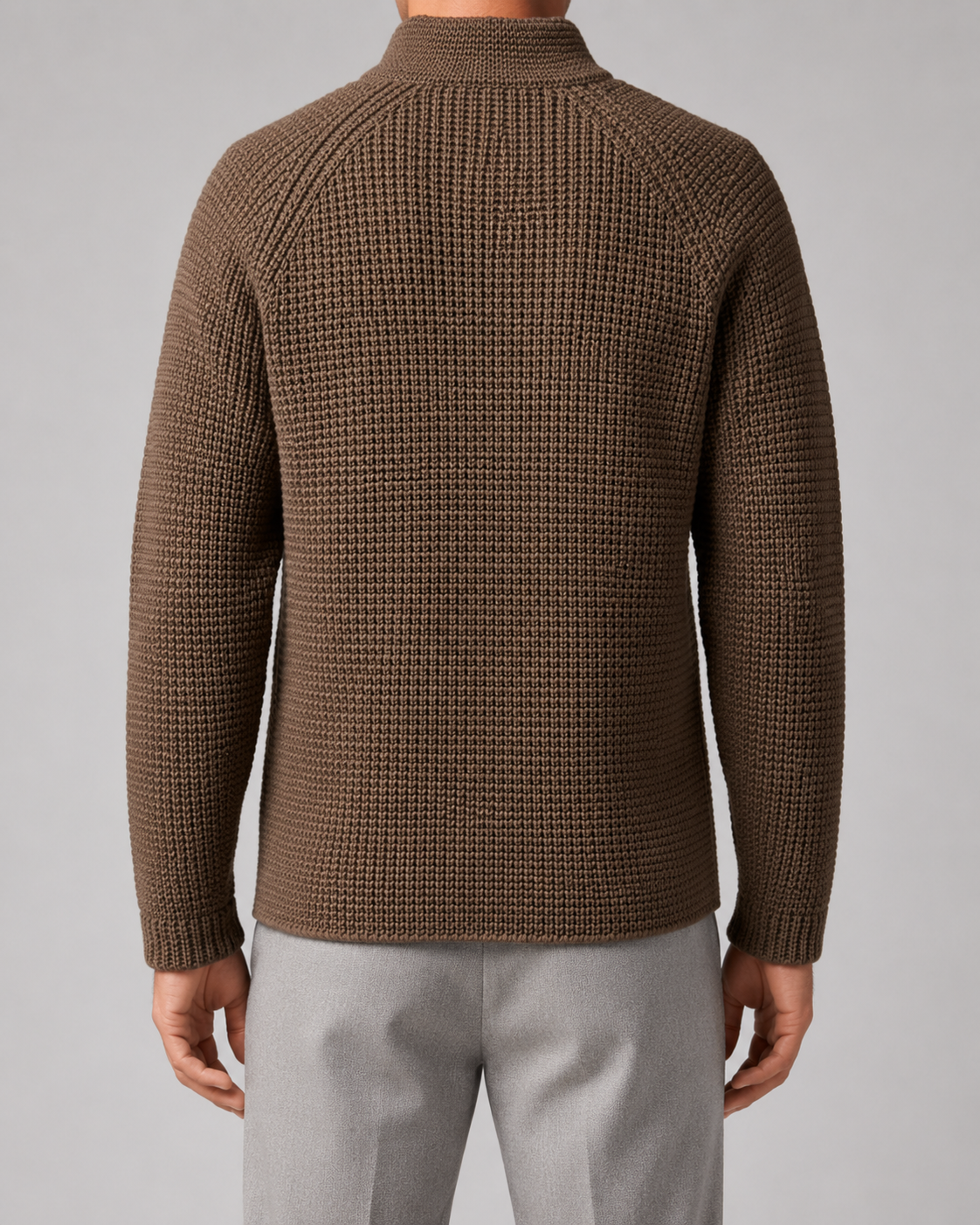 Men's Chunky Knit Cardigan with Stand Collar