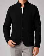 Men's Chunky Knit Cardigan with Stand Collar