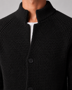 Men's Chunky Knit Cardigan with Stand Collar