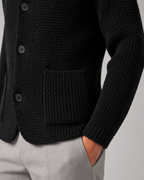 Men's Chunky Knit Cardigan with Stand Collar