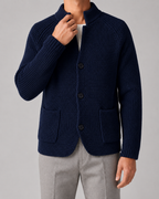 Men's Chunky Knit Cardigan with Stand Collar