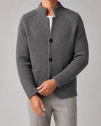 Men's Chunky Knit Cardigan with Stand Collar