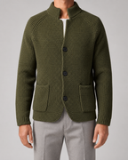 Men's Chunky Knit Cardigan with Stand Collar