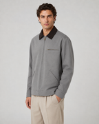 Men's Contrast Collar Barn Jacket Zip Front Workwear