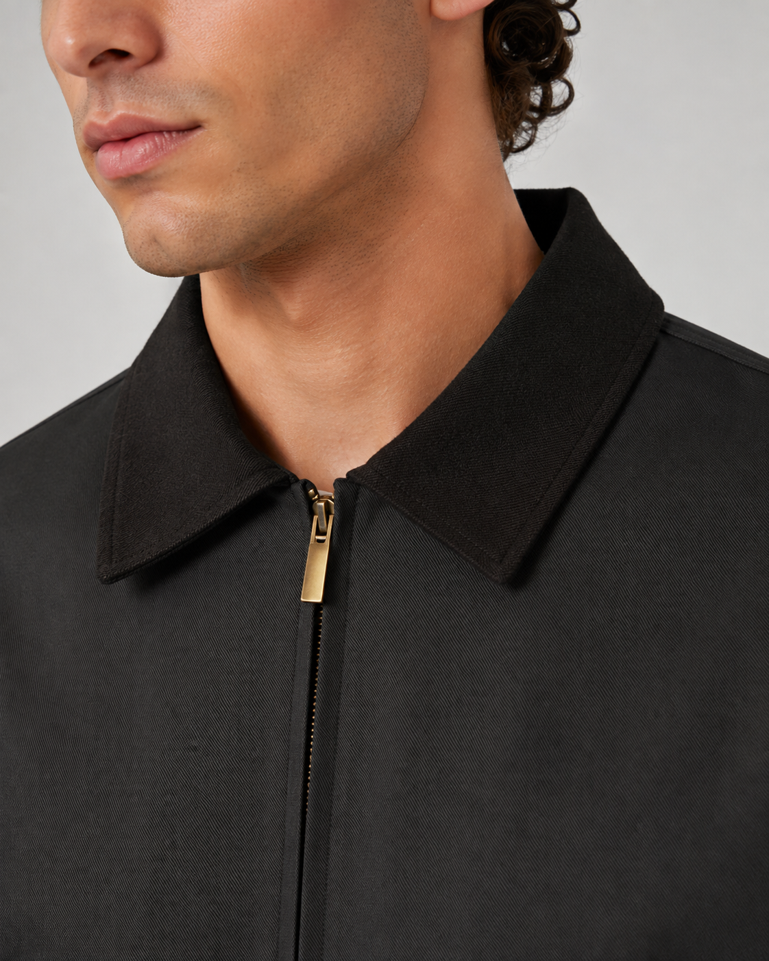 Men's Contrast Collar Barn Jacket Zip Front Workwear