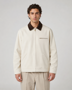 Men's Contrast Collar Barn Jacket Zip Front Workwear