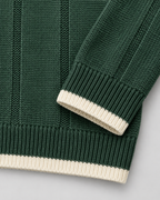Men's Contrast Collar Polo Sweater - Ribbed Knit Regular Fit