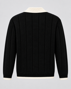 Men's Contrast Collar Polo Sweater - Ribbed Knit Regular Fit