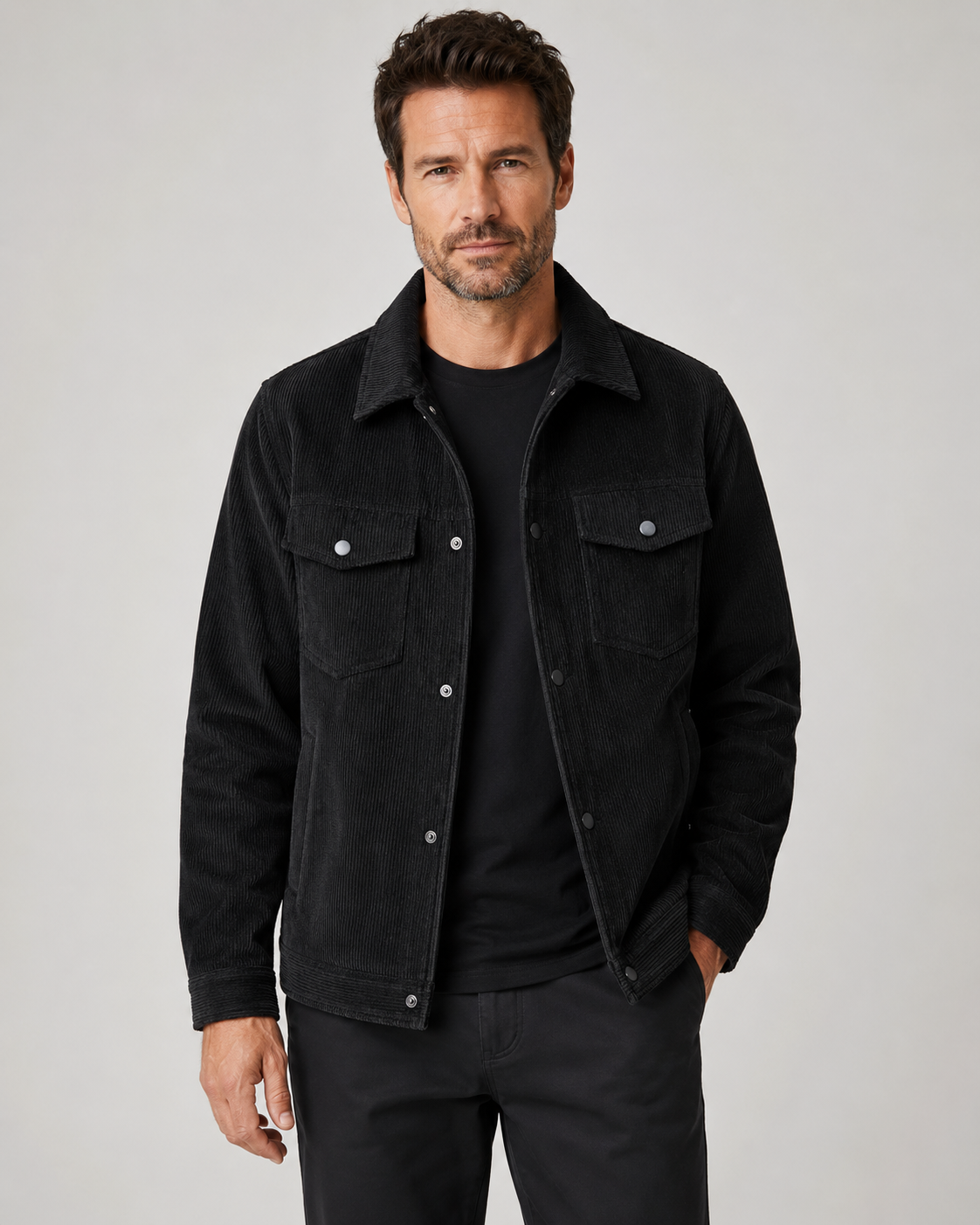 Men's Corduroy Shirt Jacket with Chest Pockets