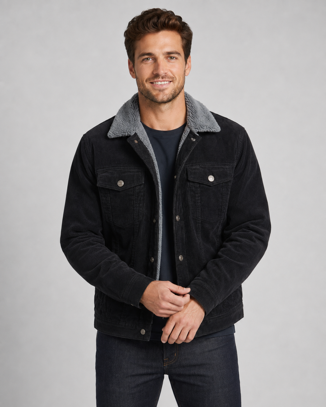 Men's Corduroy Trucker Jacket - Sherpa Collar