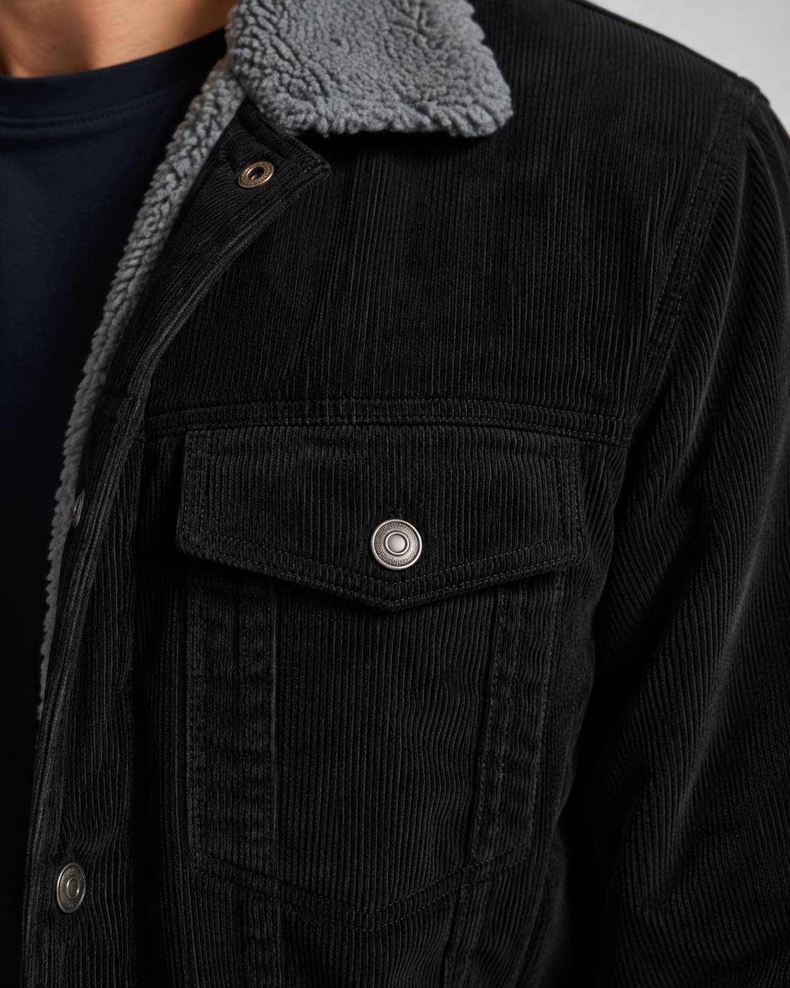 Men's Corduroy Trucker Jacket - Sherpa Collar