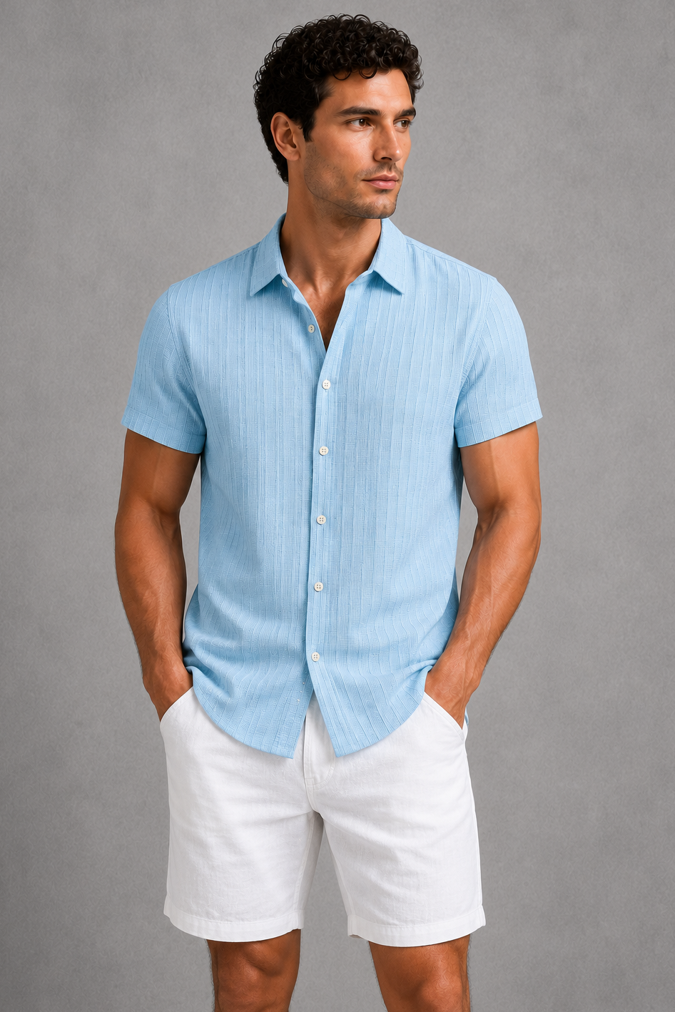 Men's Short Sleeve Button-Up Shirt – Casual Regular Fit