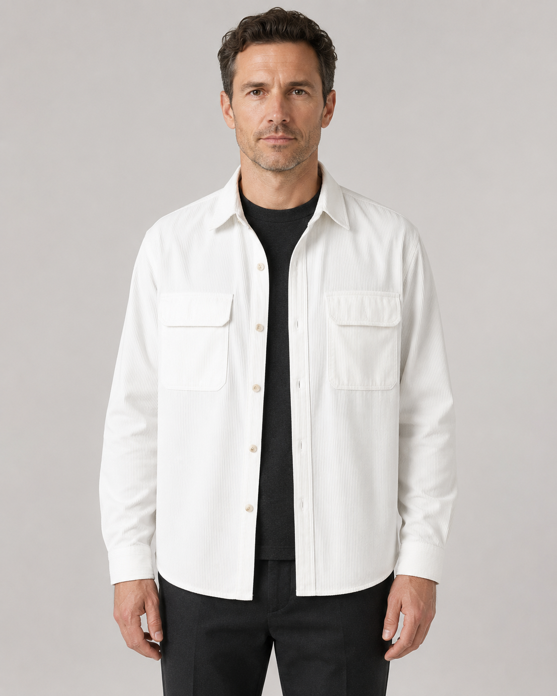 Men's Cotton Corduroy Button-Up Shirt Jacket