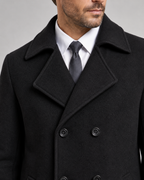 Men's Double-Breasted Wool Overcoat - Wide Lapel