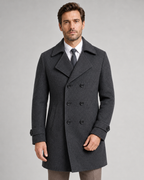 Men's Double-Breasted Wool Overcoat - Wide Lapel