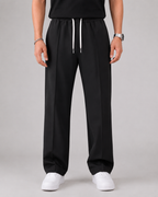 Men's Elasticated Waist Drawstring Pants Straight Relaxed Leg