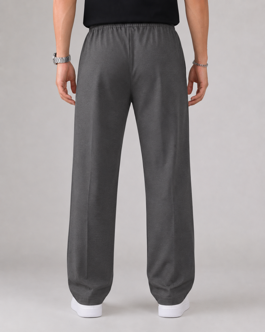 Men's Elasticated Waist Drawstring Pants Straight Relaxed Leg