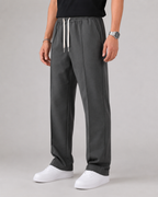 Men's Elasticated Waist Drawstring Pants Straight Relaxed Leg