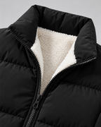 Men's Fleece-Lined Puffer Jacket - Funnel Neck Zip-Up
