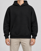 Men's Fleece Pullover Hoodie - Ribbed Cuff Detail