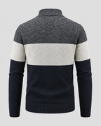 Men's Full-Zip Cardigan - Color Block Stand Collar