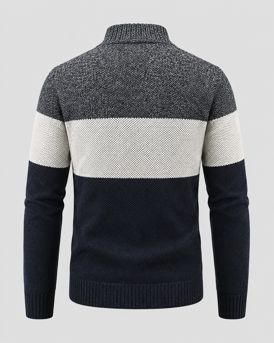 Men's Full-Zip Cardigan - Color Block Stand Collar