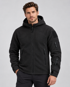 Men's Full-Zip Fleece Jacket - Hooded Multi-Pocket Regular Fit